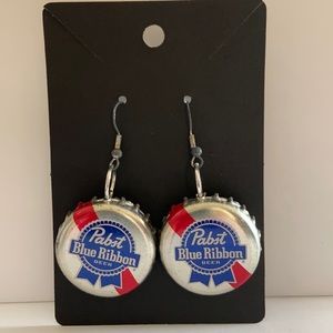 Pabst Blue Ribbon dangle earrings